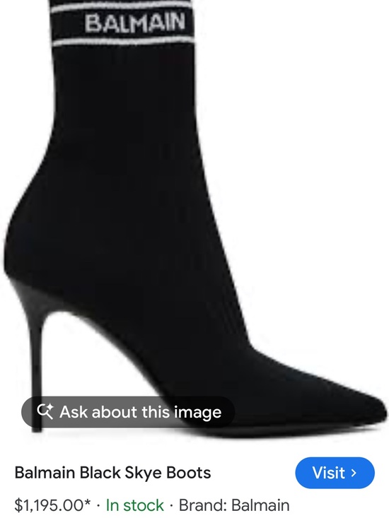 Balmain Shoes - Balmain Knit Black Skye Sock-Style Pointed Stiletto Boot